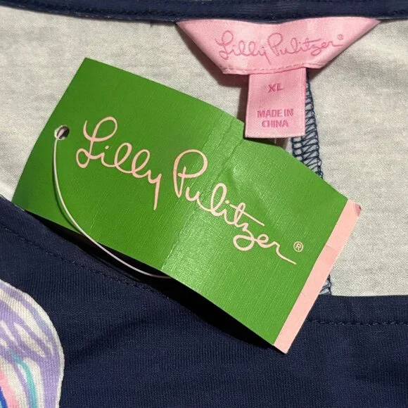 NWT Lilly Pulitzer Ophelia Swing Dress Size XL Hypes & Stripes Navy Pink - Picture 5 of 14